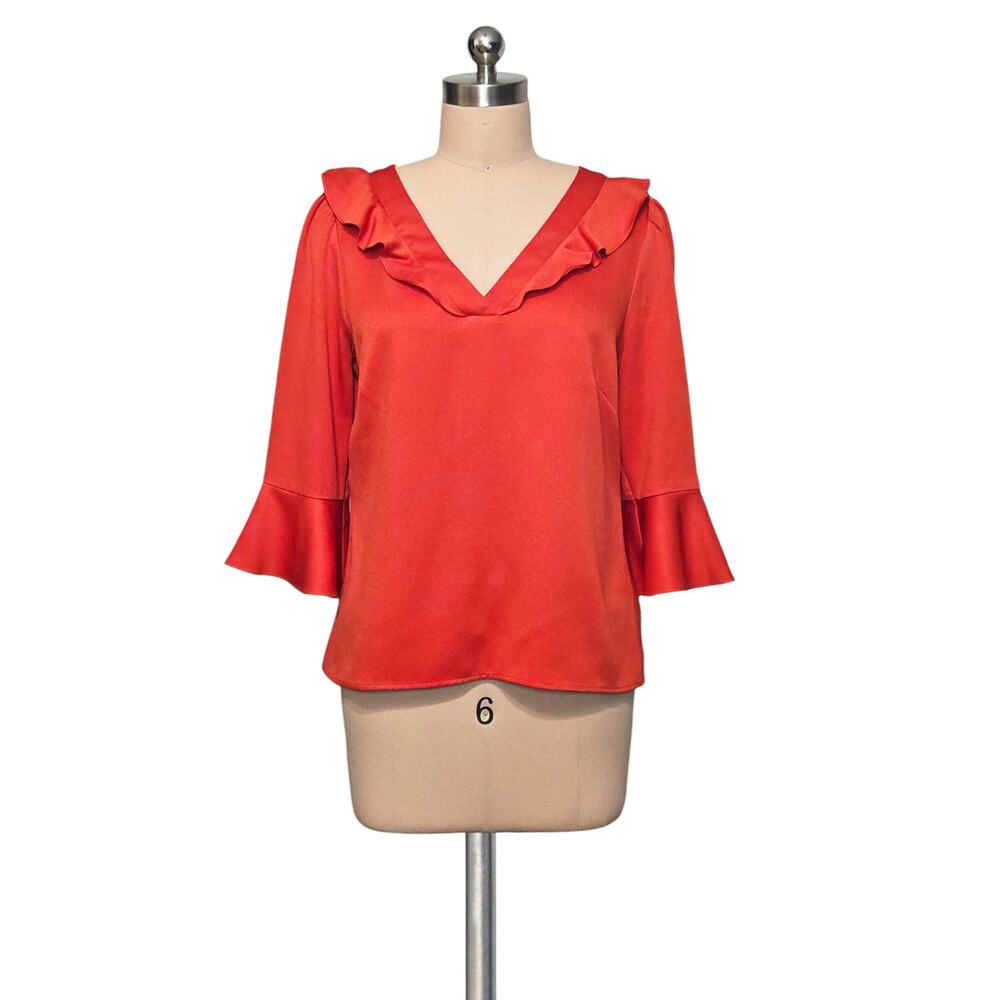 REVIEW Australia Red Ruffled Detailed Blouse Shirt Top 10